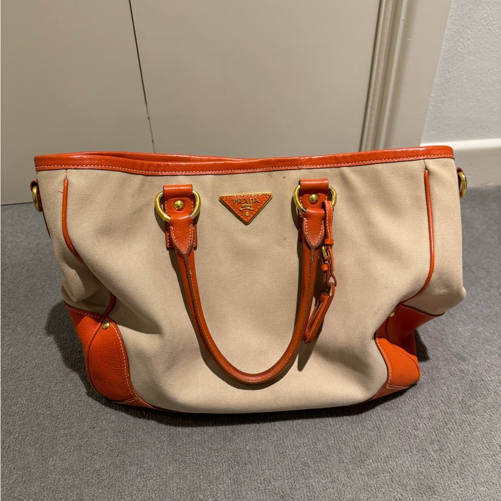 Prada Canvas and Orange Bag